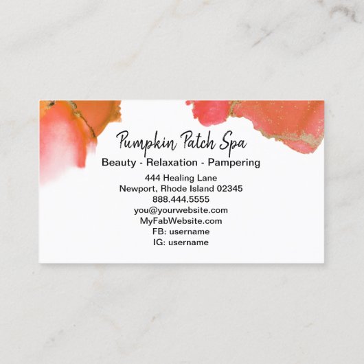 *~* Generic - Nägel Haare Lashes Orange Pink Gold Visitenkarte (Rückseite)