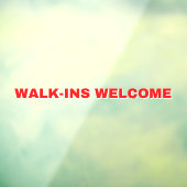 Generic Walk-Ins Welcome Red White Fensteraufkleber (Blatt 3)