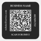 Generieren von QR Code Business Name Website Promo Quadratischer Aufkleber (Vorderseite)
