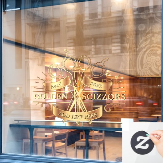 Generische goldene Friseursalonfront anpassen Fensteraufkleber (Café-Fenster)