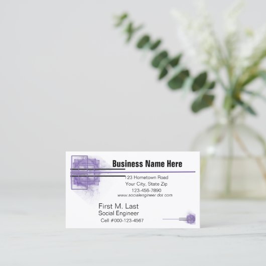 Generische lila Block- und Zeilenstruktur Visitenkarte (Stehend Vorderseite)