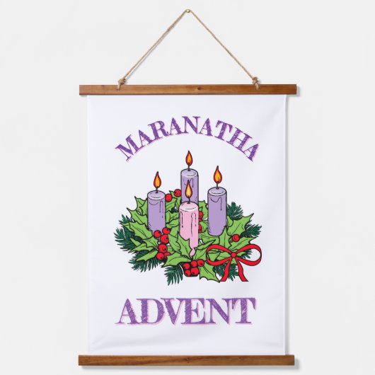 Generischer MARANATHA Adventkranz Wandteppich Mit Holzrahmen (Vorderseite)