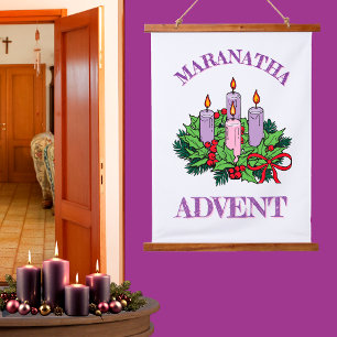 Generischer MARANATHA Adventkranz Wandteppich Mit Holzrahmen