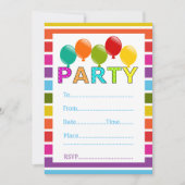 Generisches Mehrfarbig Balloon-Party Einladung (Vorderseite)