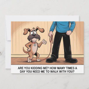 Genervter Hund Lustiger Spaziergang Cartoon Feiertagskarte