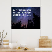 Genese 1:1 in der Anfängerskriptur Christlich Poster (Küche)