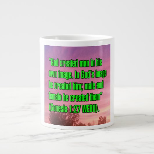 Genese 1:27 WEBU-Tasse Jumbo-Tasse (Vorderseite)