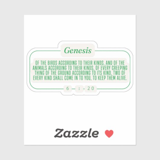 Genese 6:20 aufkleber (Blatt)