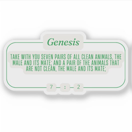 Genese 7:2 aufkleber (Vorderseite)