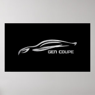 Genese-Coupé-Silber-Silhouette-Logo Poster