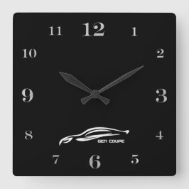 Genese-Coupé weißes Brushstrokelogo Quadratische Wanduhr