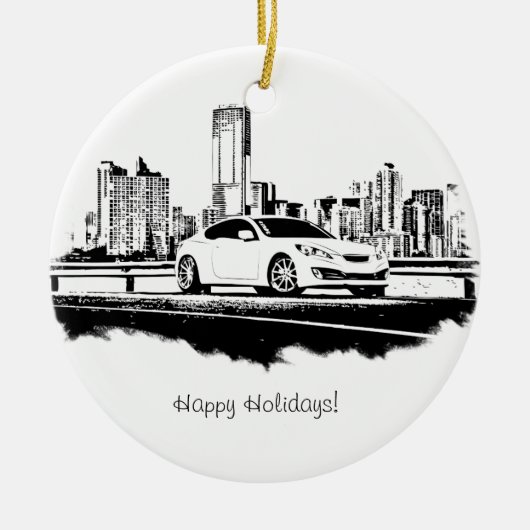 Genese-Coupéseite geschossener schwarzer Keramik Ornament (Vorne)