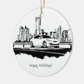 Genese-Coupéseite geschossener schwarzer Keramik Ornament (Links)