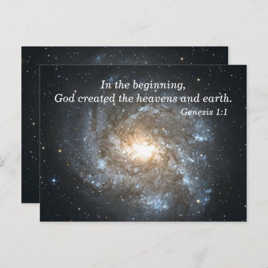 Genesis 1:1 in der ersten Bibelversion Postkarte (Vorne/Hinten)