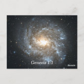 Genesis 1:1 in der ersten Bibelversion Postkarte (Rückseite)