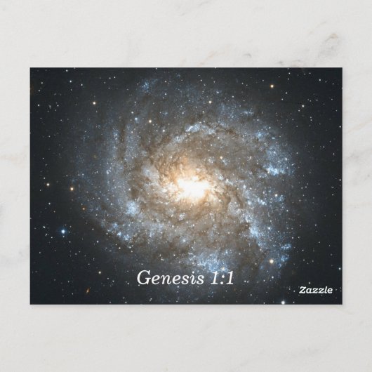 Genesis 1:1 in der ersten Bibelversion Postkarte (Rückseite)