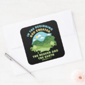 Genesis 1:1 in der ersten Gott erschaffen - Glaube Quadratischer Aufkleber (Umschlag)