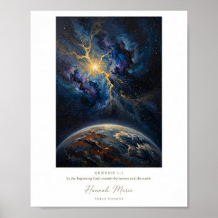 Genesis 1 1 KJV Schöpfung Kosmos Fine Art Ölmalere Poster