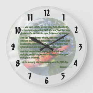 Genesis 1 20-23 And God said, Let the waters bring Große Wanduhr
