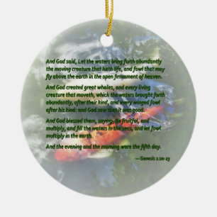 Genesis 1 20-23 Und Gott sagte, Lass die Wasser br Keramik Ornament