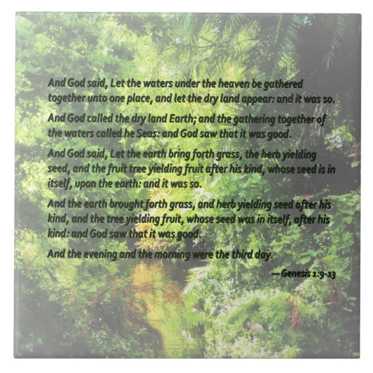Genesis 1 9-13 ... lass der trockenen Erde erschei Fliese (Vorderseite)