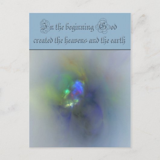 Genesis 1 Am Anfang schuf Gott die Himmel Postkarte (Vorderseite)
