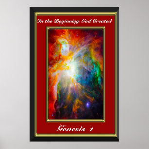Genesis 1 Am Anfang schuf Gott rot Poster