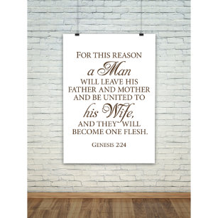 Genesis 2:24 Bibel Liebe Zitat Hochzeitsposter Poster