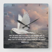 Genesis 8:11 quadratische wanduhr (Vorderseite)