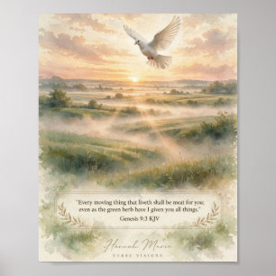 Genesis 9 3 KJV Appalachen-Sonnenaufgang Weiße Tau Poster