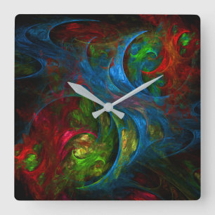 Genesis Blue Abstract Art Square Quadratische Wanduhr