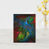 Genesis Blue Abstrakt Art Note Card Karte (Gelbe Blume)