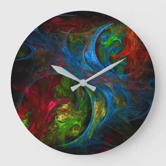 Genesis Blue Abstrakt Art Round Große Wanduhr (Vorderseite)