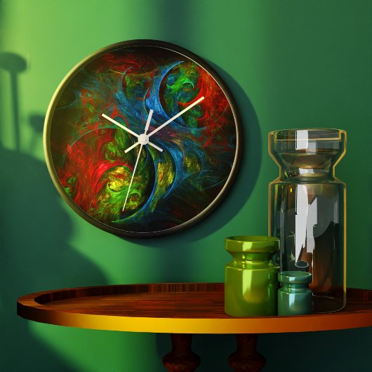 Genesis Blue Abstrakt Art Round Große Wanduhr