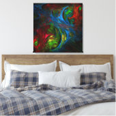 Genesis Blue Abstrakt Art Wrapped Canvas Print Leinwanddruck (Insitu (Schlafzimmer))