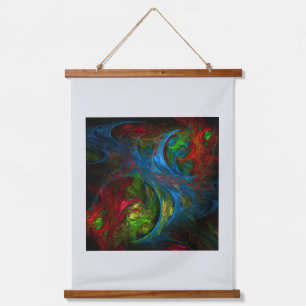 Genesis Blue Abstrakte Kunst Wandteppich Mit Holzrahmen