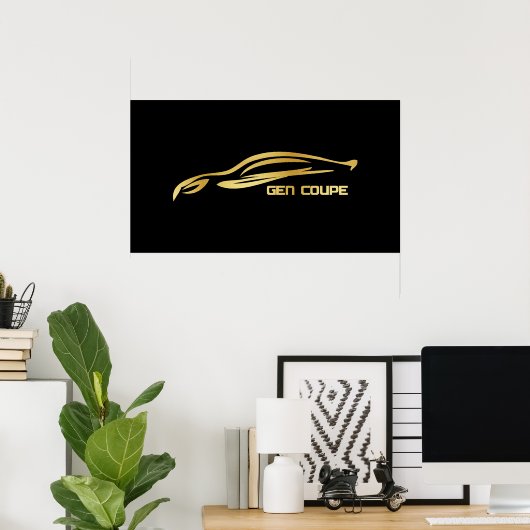 Genesis Coupe Gold Silhouette Logo Poster (Heimbüro)