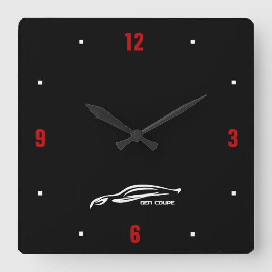 Genesis Coupe weiße Pinselstrich Logo Quadratische Wanduhr (Vorderseite)
