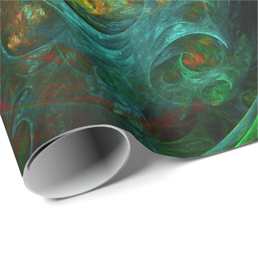 Genesis Green Abstrakt Art Geschenkpapier (Rolleneckpunkt)