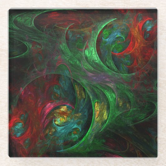 Genesis Green Abstrakt Art Glasuntersetzer (Vorderseite)