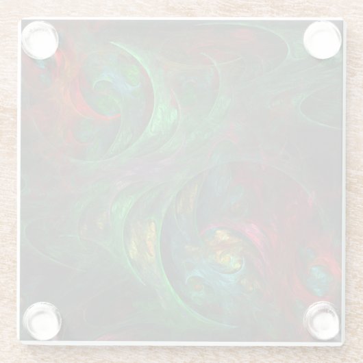 Genesis Green Abstrakt Art Glasuntersetzer (Rückseite)