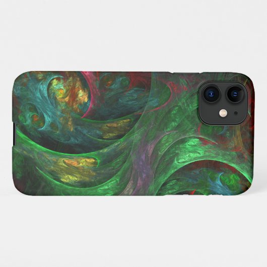 Genesis Green Abstrakt Art Glossy iPhone Hülle (Rückseite (Horizontal))