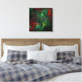 Genesis Green Abstrakt Art Quad Canvas Print Leinwanddruck (Insitu (Schlafzimmer))