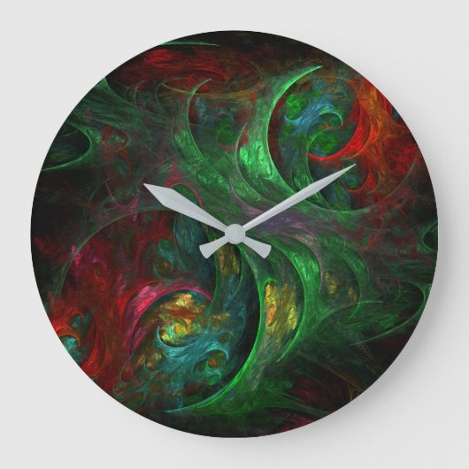 Genesis Green Abstrakt Art Round Große Wanduhr (Vorderseite)