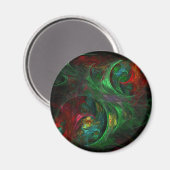 Genesis Green Abstrakt Art Round Magnet (Vorderseite/Rückseite)