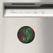Genesis Green Abstrakt Art Round Magnet (In Situ (Geschirrspüler))