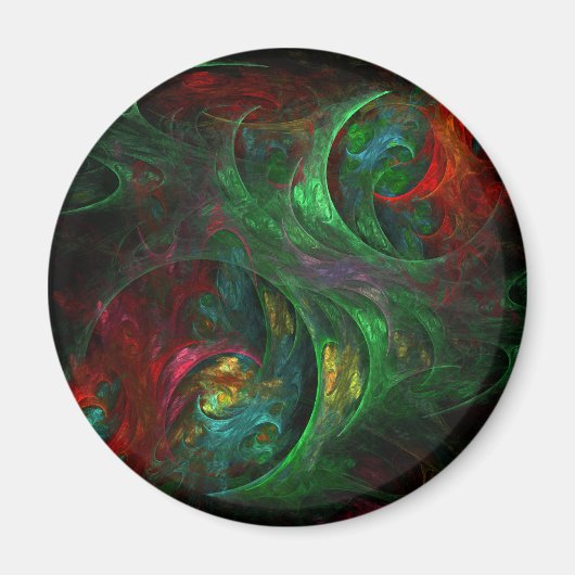 Genesis Green Abstrakt Art Round Magnet (Vorne)