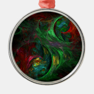 Genesis Green Abstrakt Art Round Ornament Aus Metall