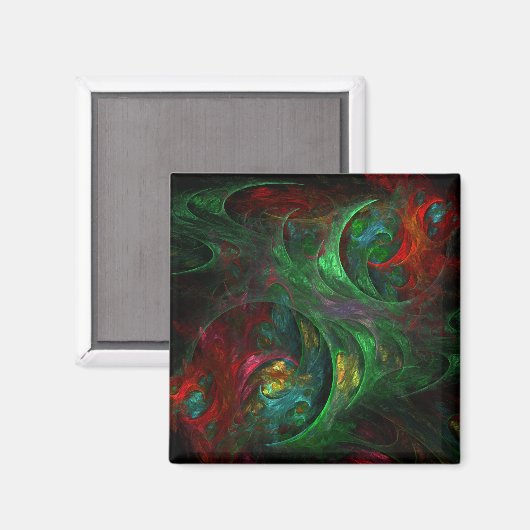 Genesis Green Abstrakt Art Square Magnet (Vorderseite/Rückseite)