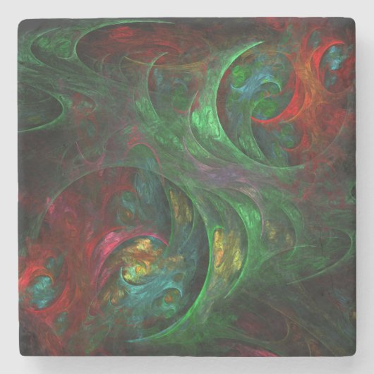 Genesis Green Abstrakt Art Steinuntersetzer (Vorderseite)